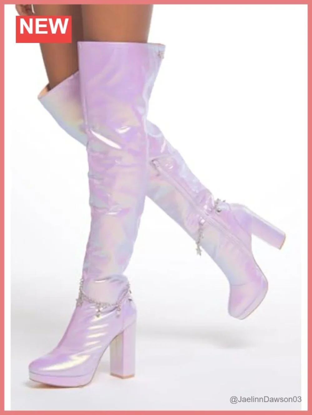 Sparkl Fairy Couture Women's Over The Knee Thigh High Chunky Heel Zip Up Naomi